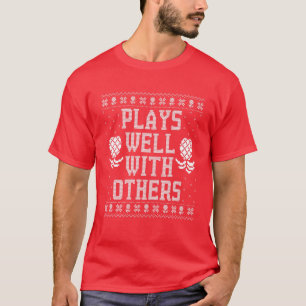 Spelar bra med andra portaäppelsimmar jul t shirt