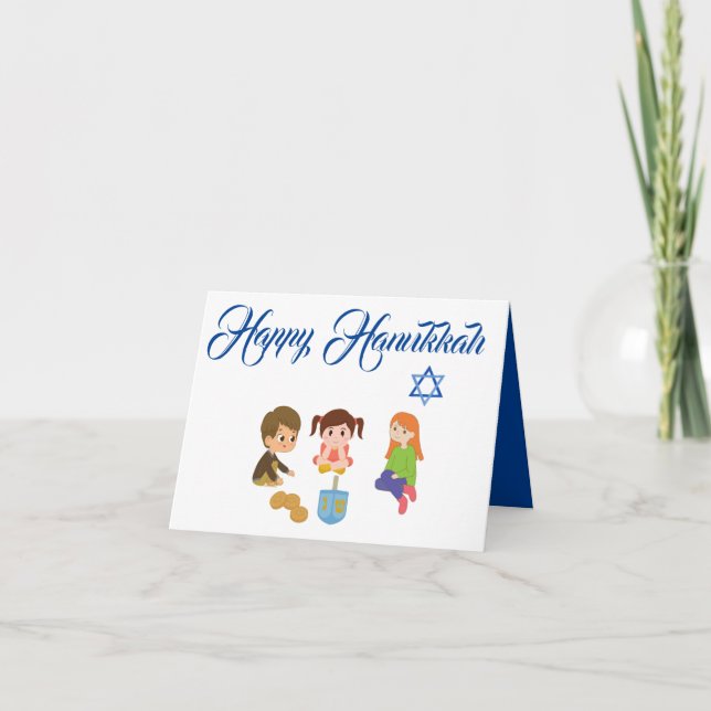 SPELAR DREIDEL GLAD HANUKKA  Vykort (Framsida)