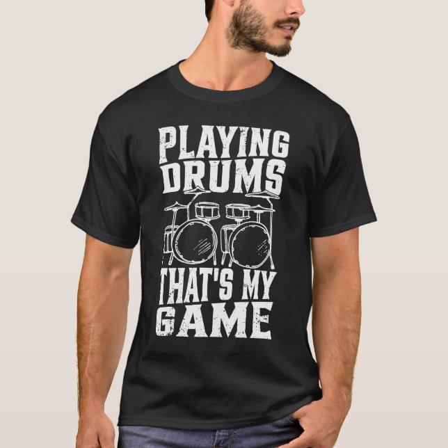 Spelar Drums som är min spelrummspelare Drummer M T Shirt (Framsida)