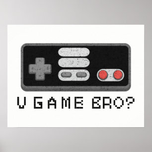 SPELAR DU BRO? Retro Klassisk Spelkontroll för TV- Poster