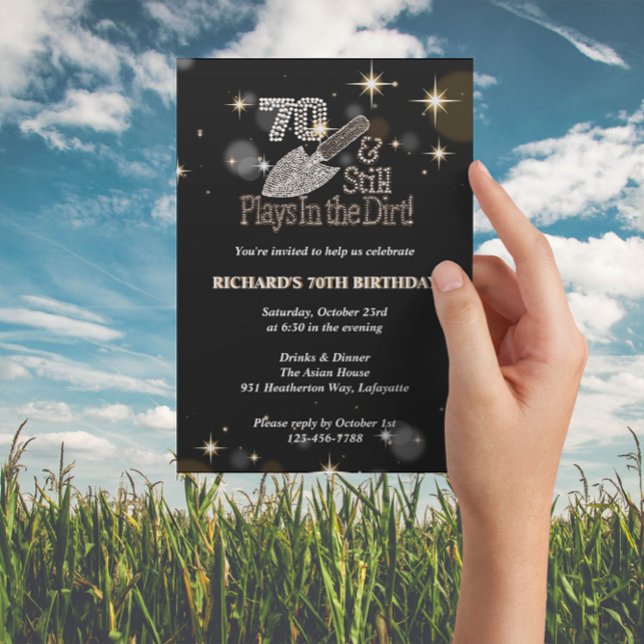 Spelar fortfarande i smutsig  70:e Födelsedagsfest Inbjudningar (Skapare uppladdad)