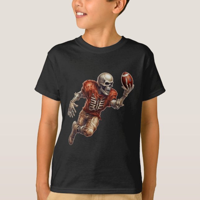 Spelar fotboll Cool Touchdown Halloween  T Shirt (Framsida)