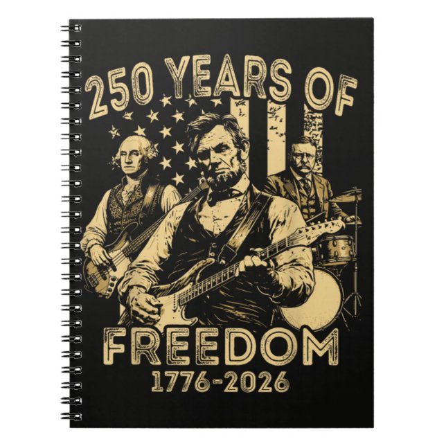 Spelar gitarr 4 juli 250-årsjubileum anteckningsbok (Framsidan)