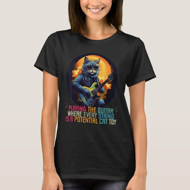 Spelar gitarr där varje sträng är en bra katt t shirt (Framsida)