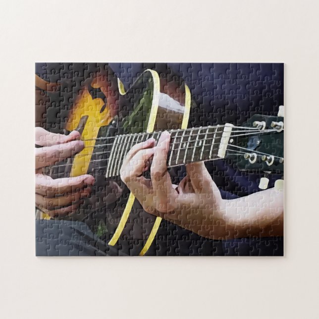 Spelar gitarr pussel (Horisontell)
