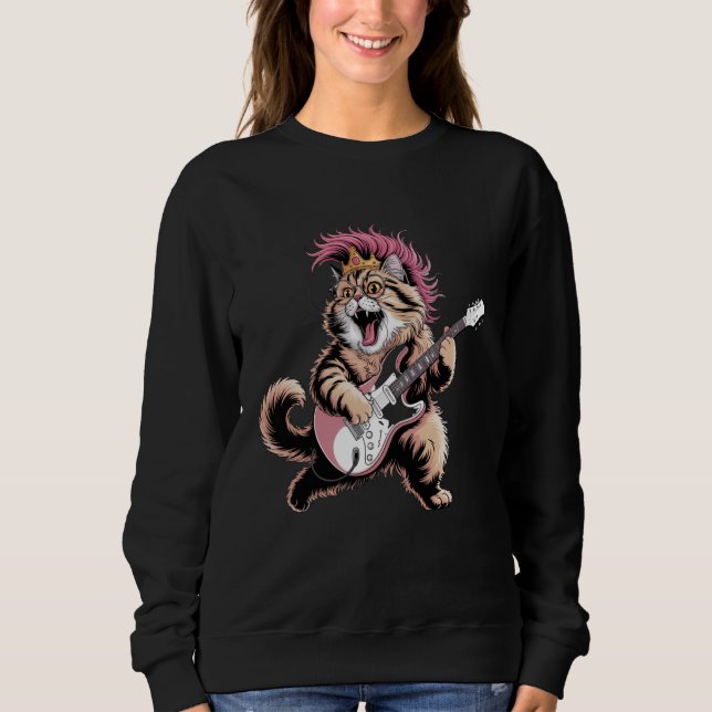 Spelar Gitarr Rockstjärna Rock and Roll Retro Prin T Shirt (Framsida)