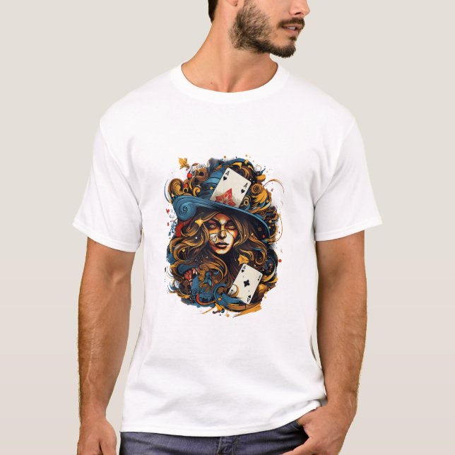 spelar gotiska kortspel t shirt (Framsida)