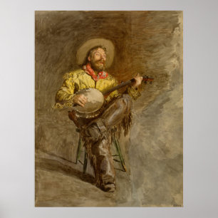 Spelar in spansk cowboy med banjo som spelar träls poster