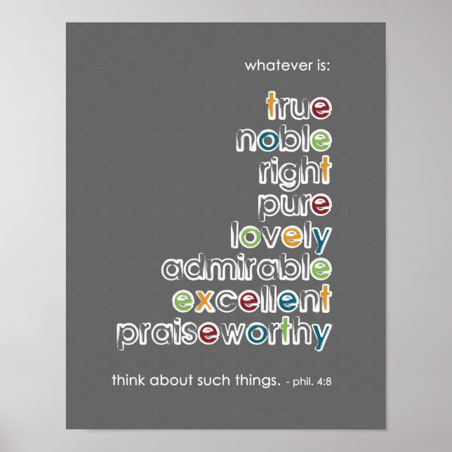 Spelar ingen roll är: True Noble - Phil 4:8 Poster (Framsidan)