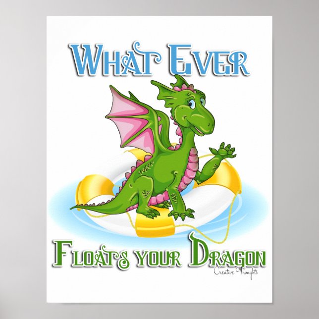 Spelar ingen roll Flyt Dragon Cute Poster (Framsidan)