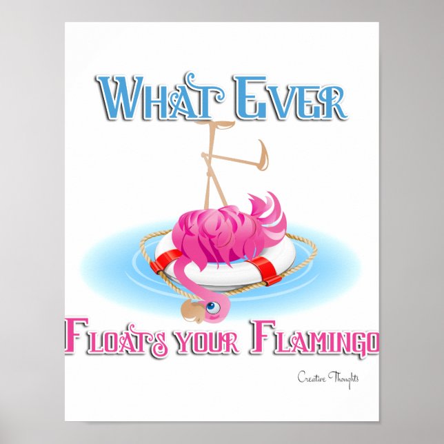 Spelar ingen roll Flyter din Flamingo Poster (Framsidan)