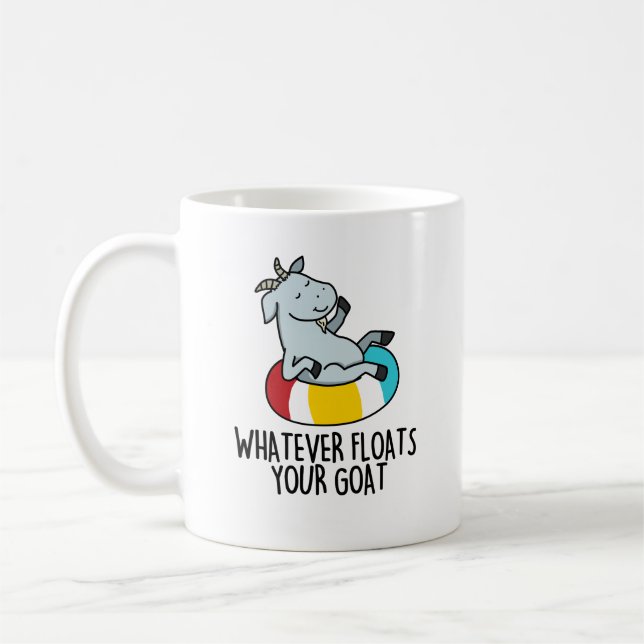 Spelar ingen roll Flyter din Goat Funny Animal Pun Kaffemugg (Vänster)