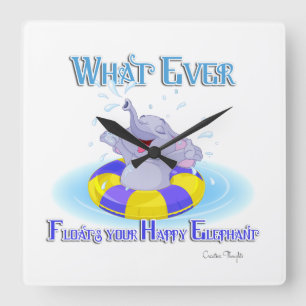 Spelar ingen roll Flyter din Lycklig elefant Fyrkantig Klocka