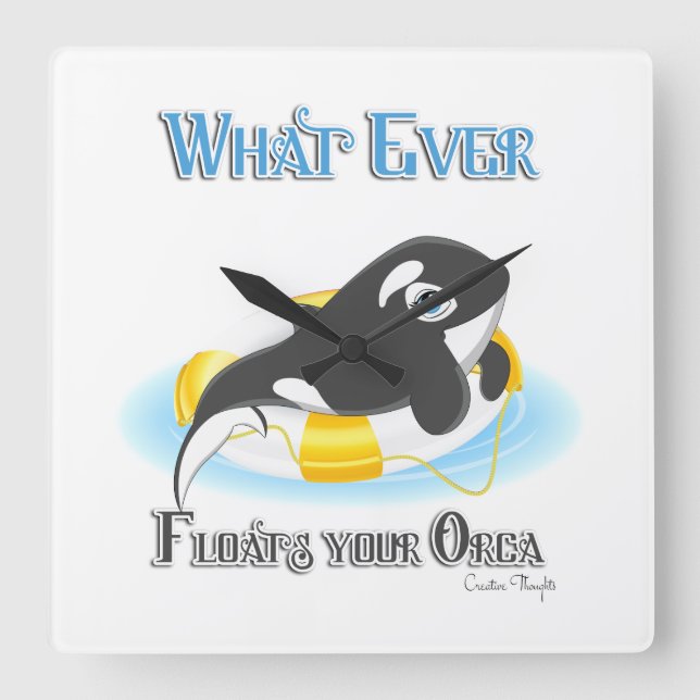 Spelar ingen roll Flyter din Orca Whale Fyrkantig Klocka (Framsida)