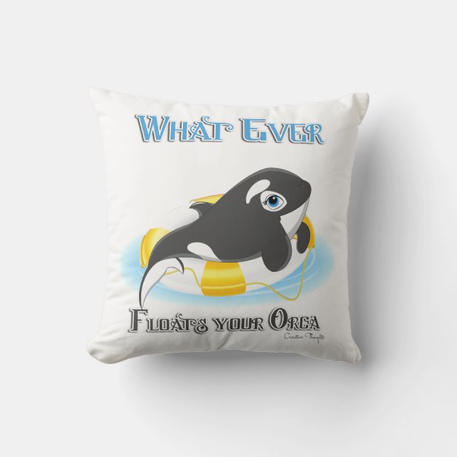 Spelar ingen roll Flyter din Orca Whale Kudde (Framsida)