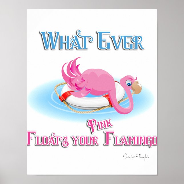 Spelar ingen roll Flyter din Rosa Flamingo Poster (Framsidan)