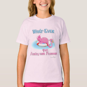 Spelar ingen roll Flyter din Rosa Flamingo Tee Shirt