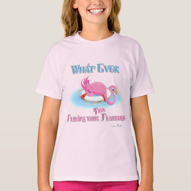 Spelar ingen roll Flyter din Rosa Flamingo Tee Shirt (Framsida)