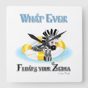 Spelar ingen roll Flyter din Zebra 3 Fyrkantig Klocka