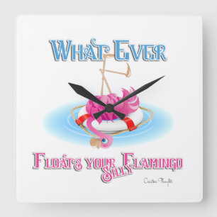 Spelar ingen roll Flyter Fåniget Flamingo Fyrkantig Klocka