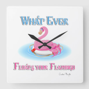 Spelar ingen roll Flyter Flamingo 2 Fyrkantig Klocka
