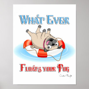Spelar ingen roll Flyter Pug Poster