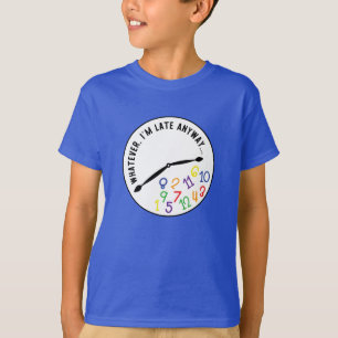 Spelar ingen roll, jag är sen ändå, roligt färgklo t shirt