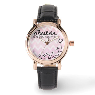 Spelar ingen roll, jag är sen ändå rosa Chevron Armbandsur