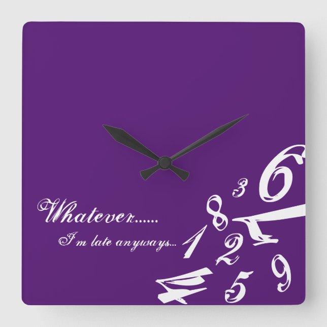 Spelar ingen roll jag är sena timmars klocktid fyrkantig klocka (Framsida)