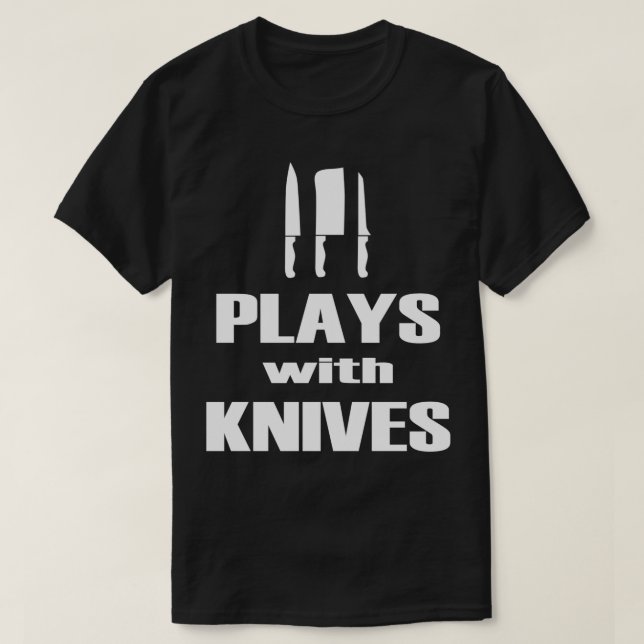Spelar med Knivar Funny Chef Cooking Cook Baker 27 T Shirt (Design framsida)