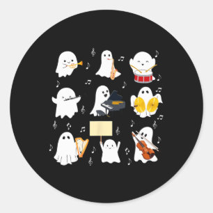 Spelar musikinstrument Halloween Music Runt Klistermärke