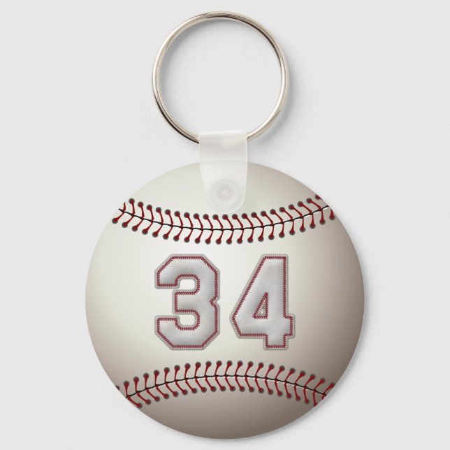 Spelar Nummer 34 - Coola Baseboll Syddesign Nyckelring (Framsida)