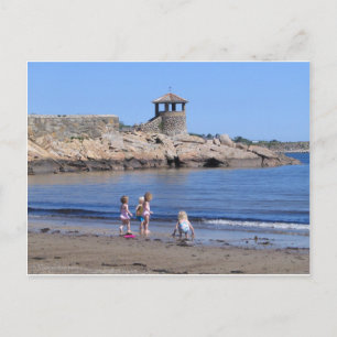 Spelar på stranden i Rockport, MORSA Vykort