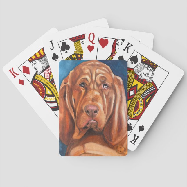 Spelar poker kort med blodhund casinokort (Baksidan)