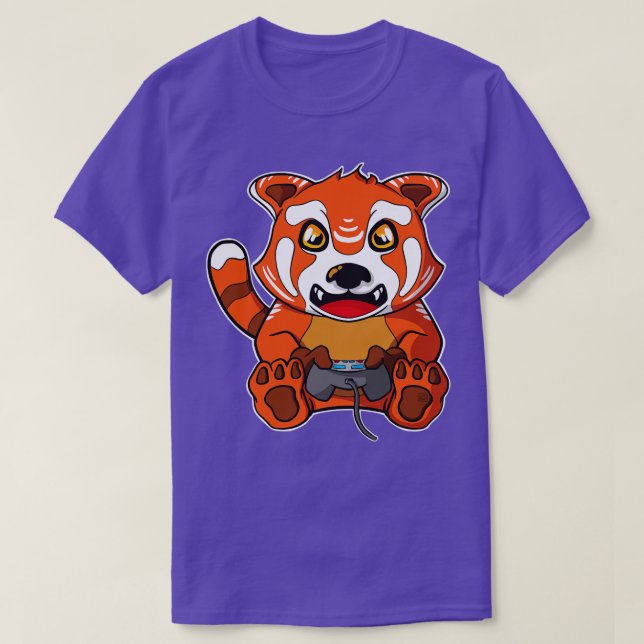 Spelar Red Panda Cute Gamer T Shirt (Design framsida)