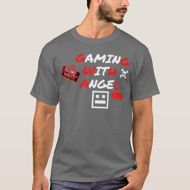 Spelar spel med Angel boy T Shirt (Framsida)