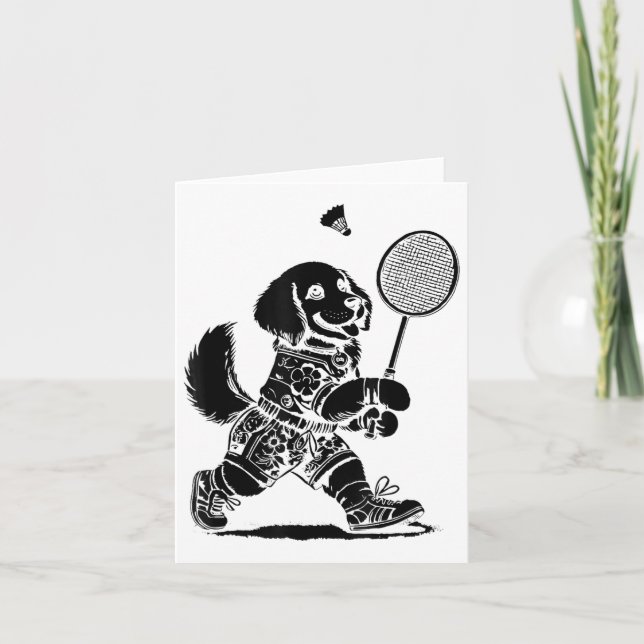 Spelar upp Badminton Player-knappsats Kort (Framsida)