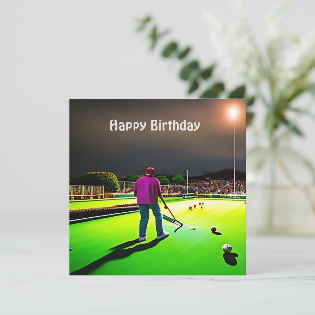 Spelar upp Gräsmatta Bowls, platta födelsedagskort Kort (Stående Fram)