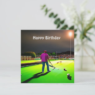 Spelar upp Gräsmatta Bowls, platta födelsedagskort Kort
