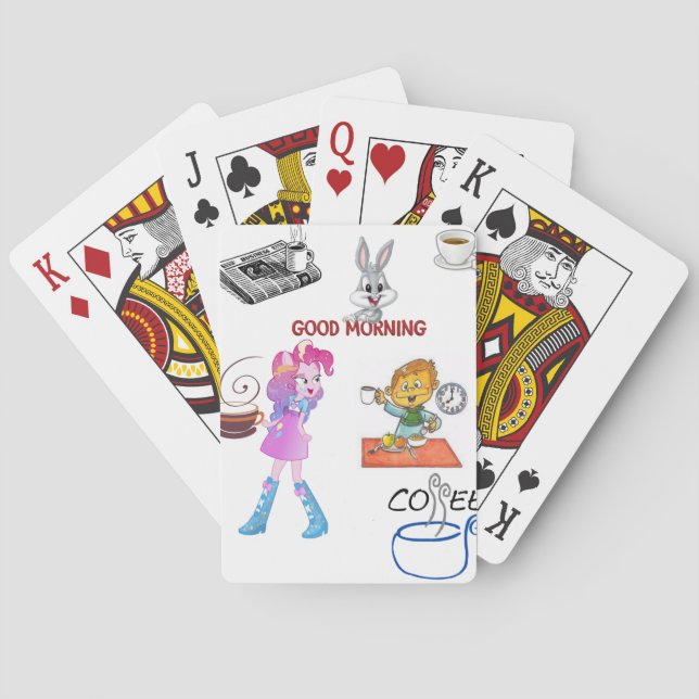Spelar upp kaffete mugg för henne spelkort (Baksidan)