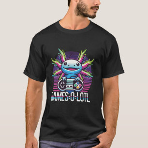 Spelar upp konsolvideospel i Axolotl Gamesolotl Ga T Shirt