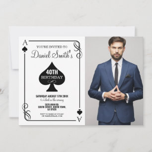 Spelar upp kortfödelsedag Ace Vegas Casino Photo Inbjudningar