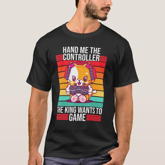 Spelar upp mig med styrenheten Kung PS5 konsolspel T Shirt (Framsida)