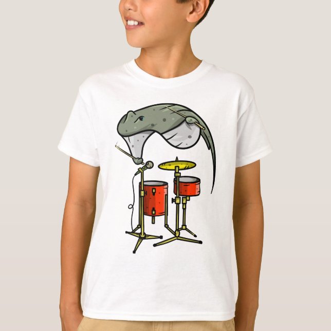 Spelar upp trummorna med skärpa t shirt (Framsida)