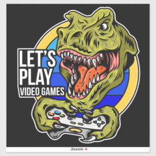 Spelar videospel Dinosaur Sticker Klistermärken