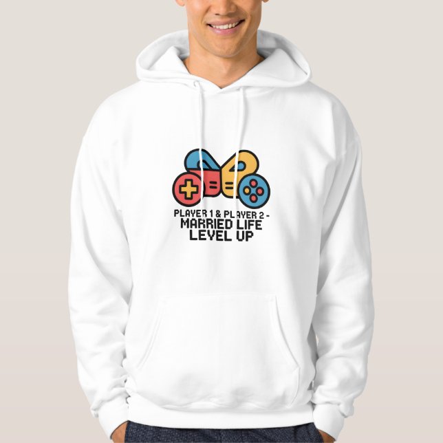Spelare 1 & 2 Gifta Gamer Hoodie (Framsida)