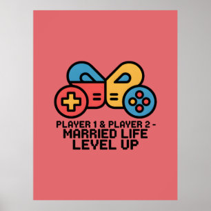 Spelare 1 & 2 Gifta Gamer Poster