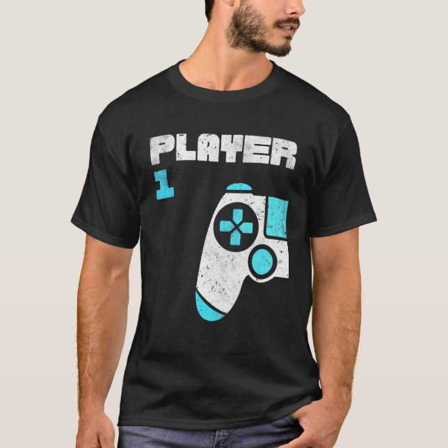 Spelare 1 Player 2 Spel Matchning Brothers Friends T Shirt (Framsida)