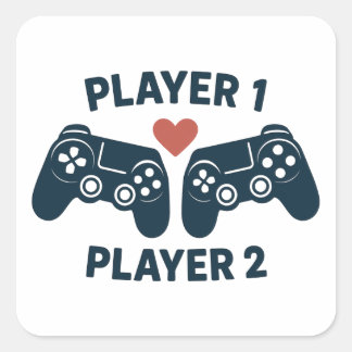 Spelare 1 Spelare 2 Par Gamer Klistermärke