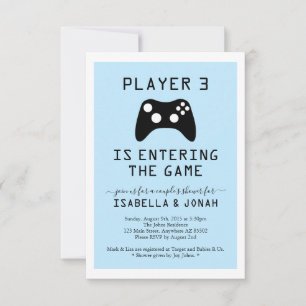 Spelare 3 Video Game Baby / Couple's Shower Inbjudningar